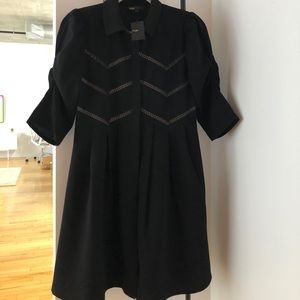 NEVER WORN - MAJE dress, robe chemise fluide black